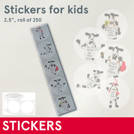 STICKERS (Budget, Bulk) 2.5" Stickers for Kids - roll of 250