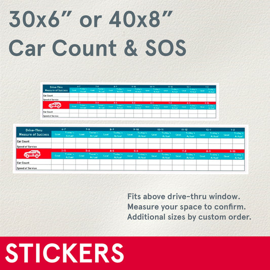 STICKERS (Functional) Car Count/ SOS tracker, 30x6 inches or 40x8"