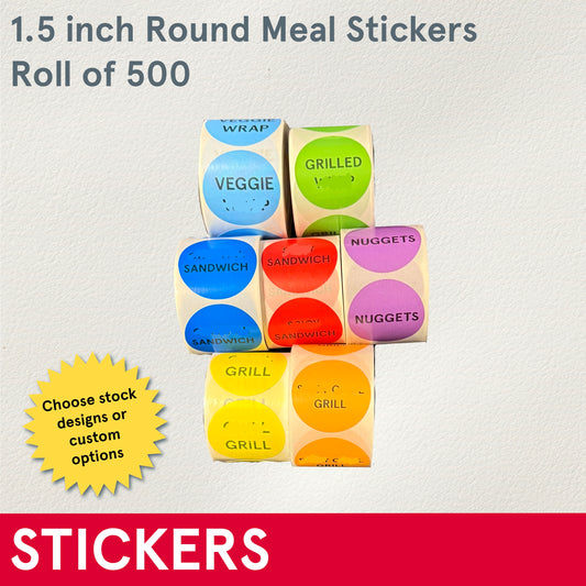NEW!! Box Meal Labels, 1.5” stickers, 500 per roll