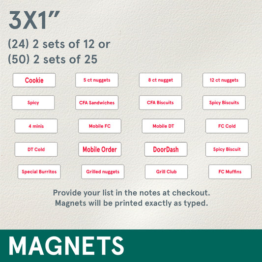 MAGNETS_Custom Chute Magnets (You provide your list of items)