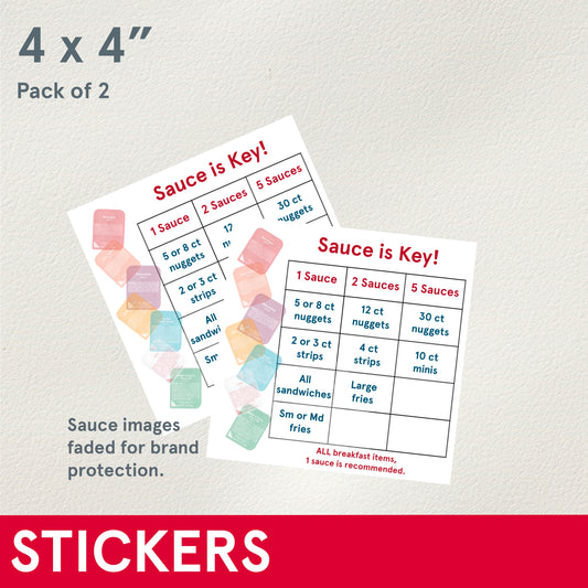 STICKERS (Functional) Sauce is Key, Waterproof Sticker, 4x4 inches pack of 2