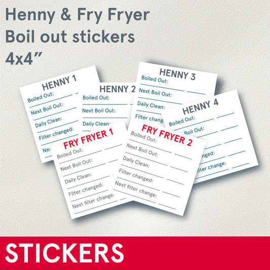 *STICKERS (Functional) Henny or Fry Fryer Boil Out tracker, Waterproof Sticker, 4x4 inches