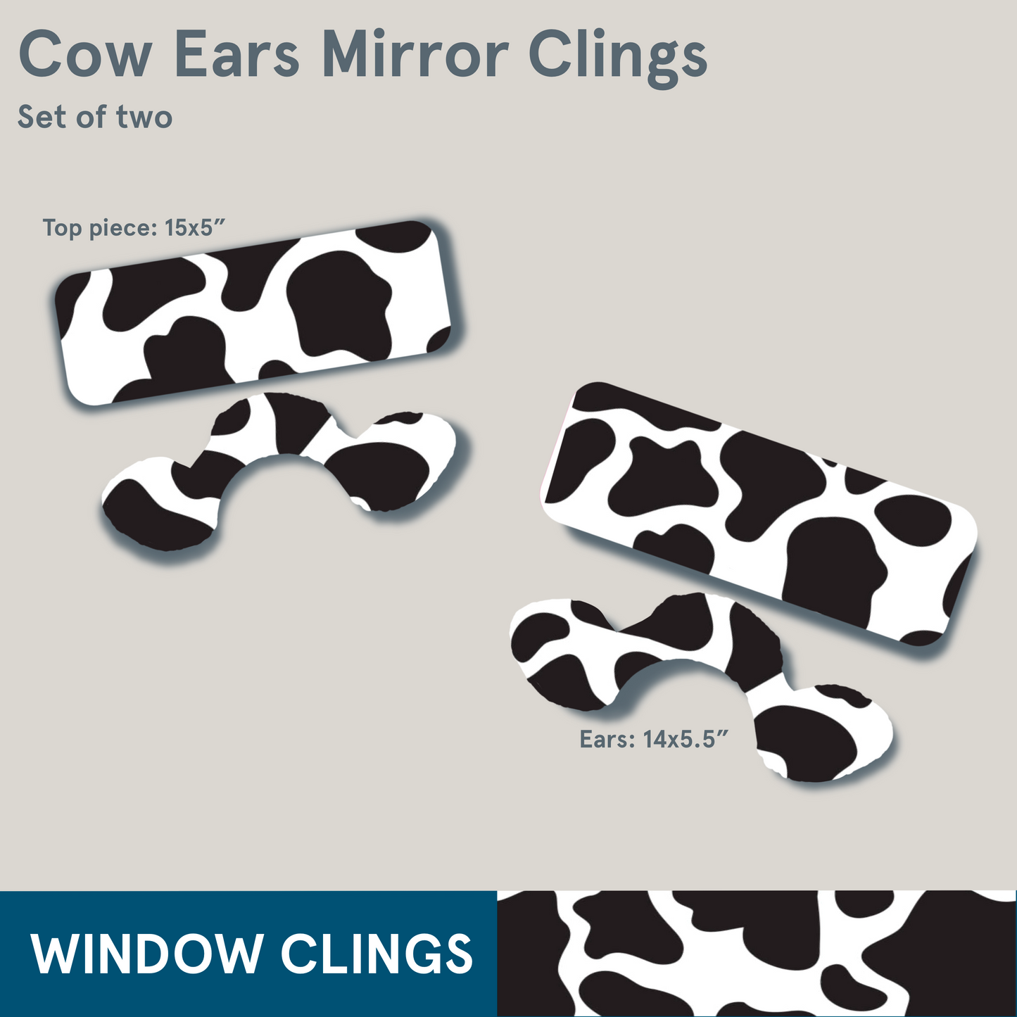 CLINGS (Summer) Cow Ears mirror clings, 2 pack