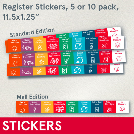 STICKERS or SIGNS (Functional) Training Register Stickers or iPad Cards, Packs of 5 or 10