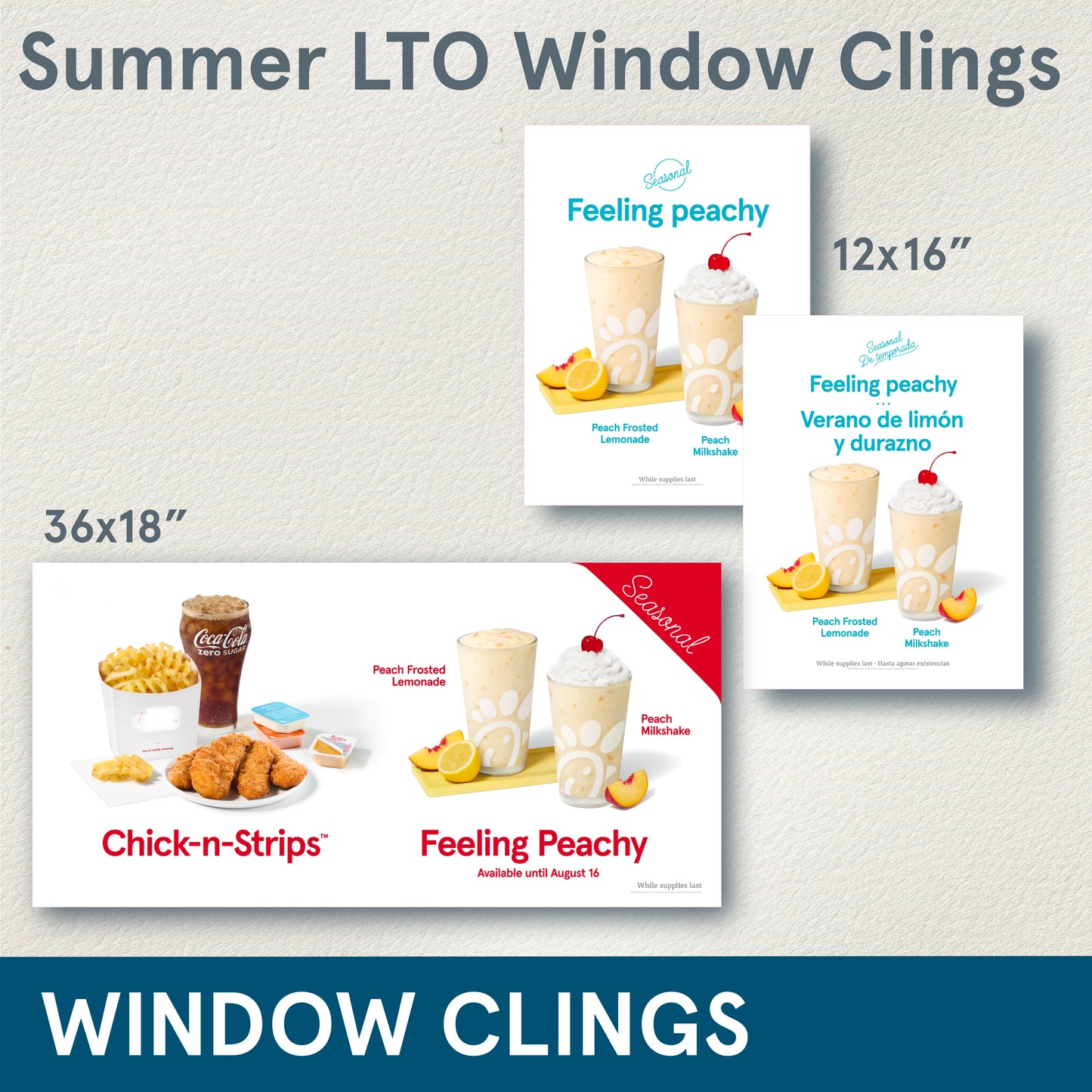 Window Clings for Summer Seasonal Items - beginning June 9