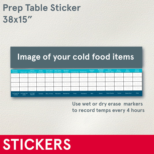 STICKERS (Functional) Prep Table Sticker Temps or Hold Times