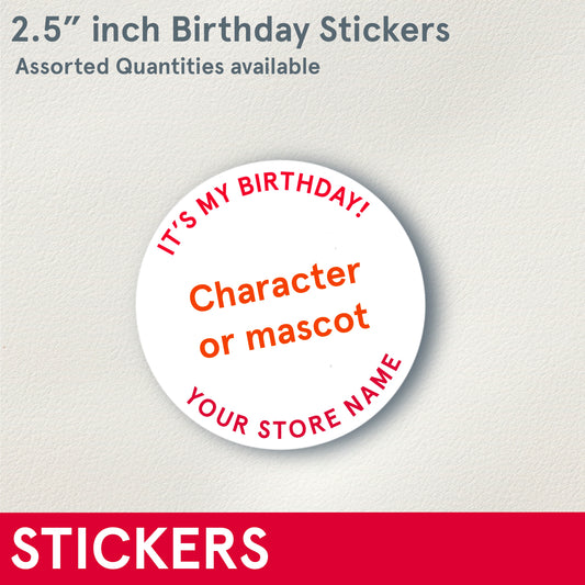 STICKERS, Birthday 2.5” Round Stickers with store name