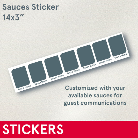 STICKERS (Functional) Sauces Sticker, 14x3 inches or 2.5x16: