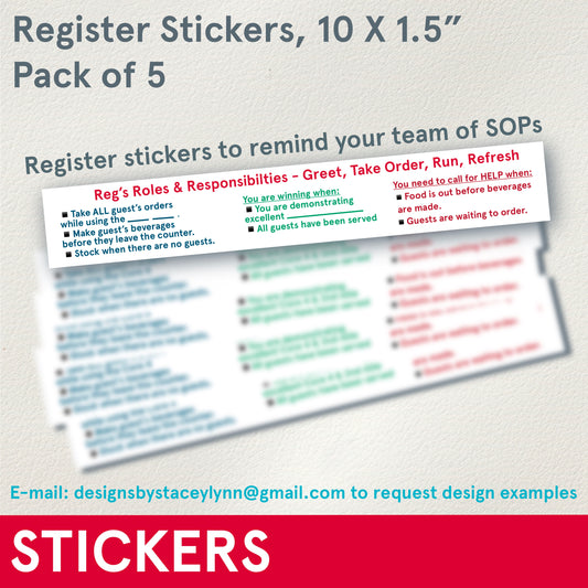 STICKERS (Functional) Register Stickers, 10x1.5 inches, Pack of 5