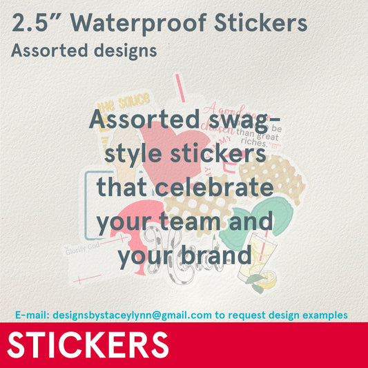 STICKER PACK (Swag) Assorted 2.5 inch Waterproof Vinyl Stickers
