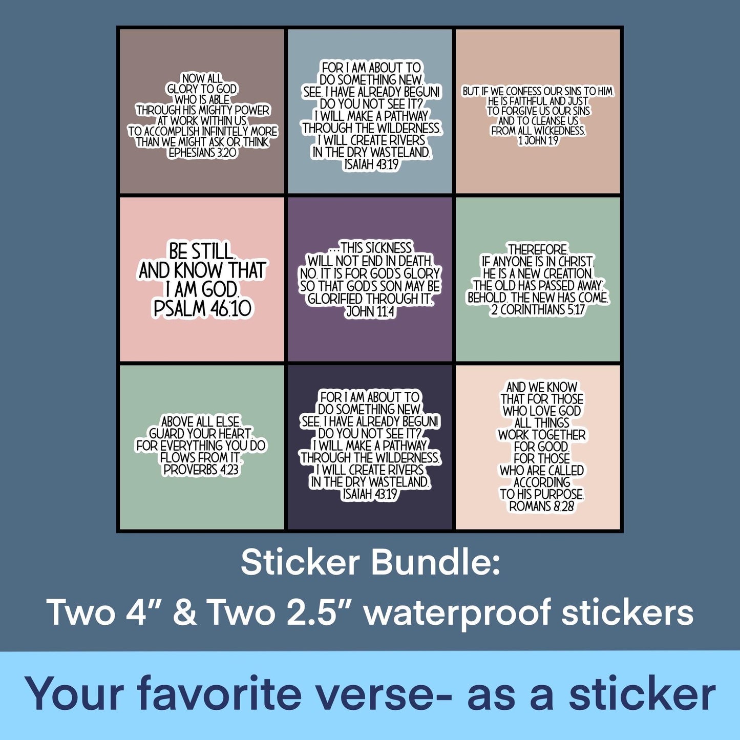 Your favorite verse sticker pack - 4 pieces, 2 sizes Christian Faith UV/ Waterproof Vinyl Sticker/ Decal