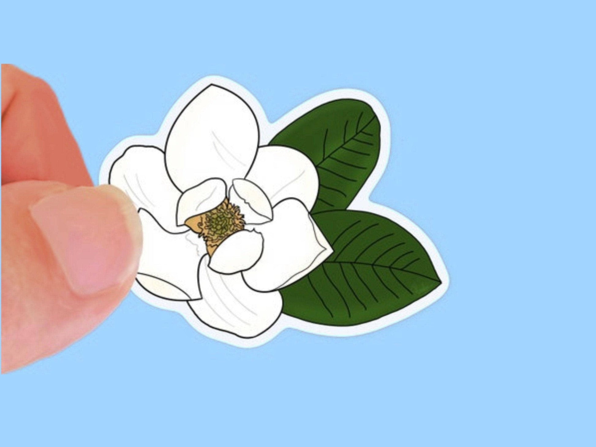 Magnolia Blossom Sticker, Waterproof Vinyl Decal, Laptop Sticker, Water Bottle Sticker, Aesthetic Stickers, choice of size
