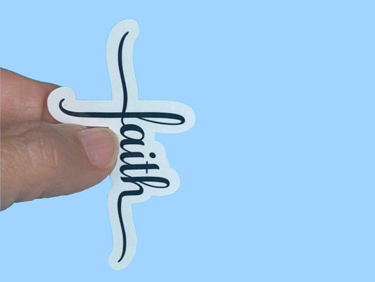 Faith Cross, Christian Faith UV/ Waterproof Vinyl Sticker/ Decal- Choice of Size, Single or Bulk qty