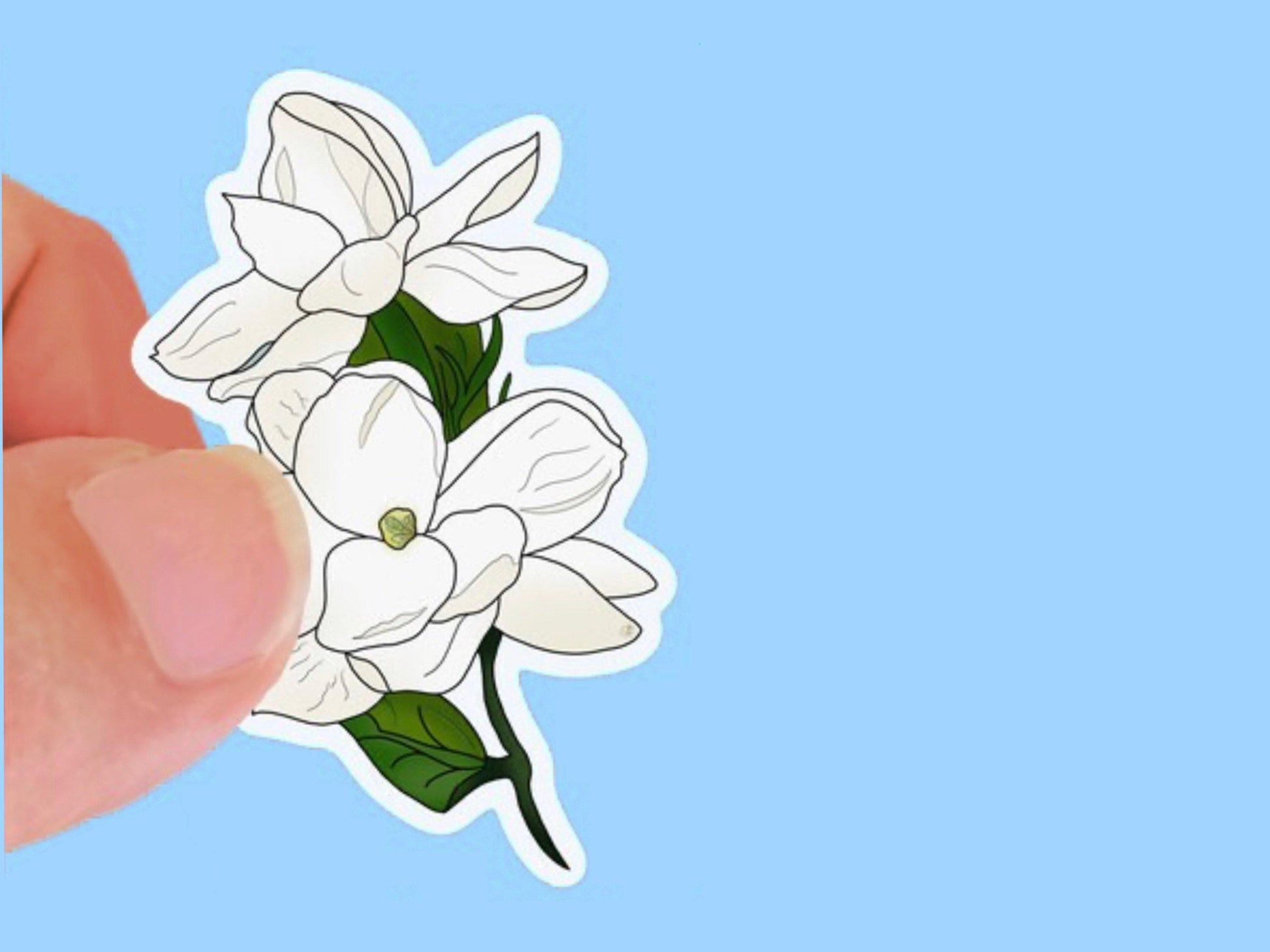 Magnolia Blossoms Sticker, Waterproof Vinyl Decal, Laptop Sticker, Water Bottle Sticker, Aesthetic Stickers, choice of size