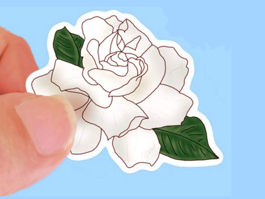 Gardenia Sticker, Waterproof Vinyl Decal, Laptop Sticker, Water Bottle Sticker, Aesthetic Stickers, choice of size