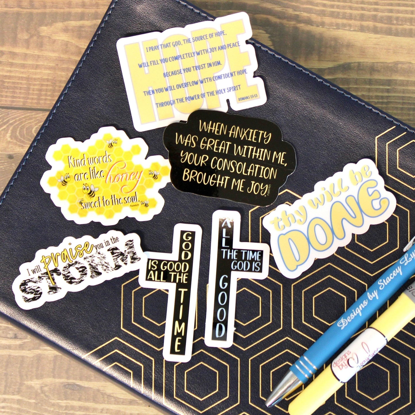 Christian Sticker Pack, Six Faith Stickers, Religious Decals, Bible Verse Stickers, Waterproof Sticker Bundle, Pack 2284