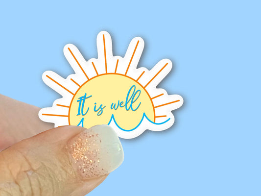 It is well sun and wave- Christian Faith UV/ Waterproof Vinyl Sticker/ Decal- Choice of Size