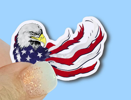 Eagle American Flag, UV/ Waterproof Vinyl Sticker/ Decalchoice of size