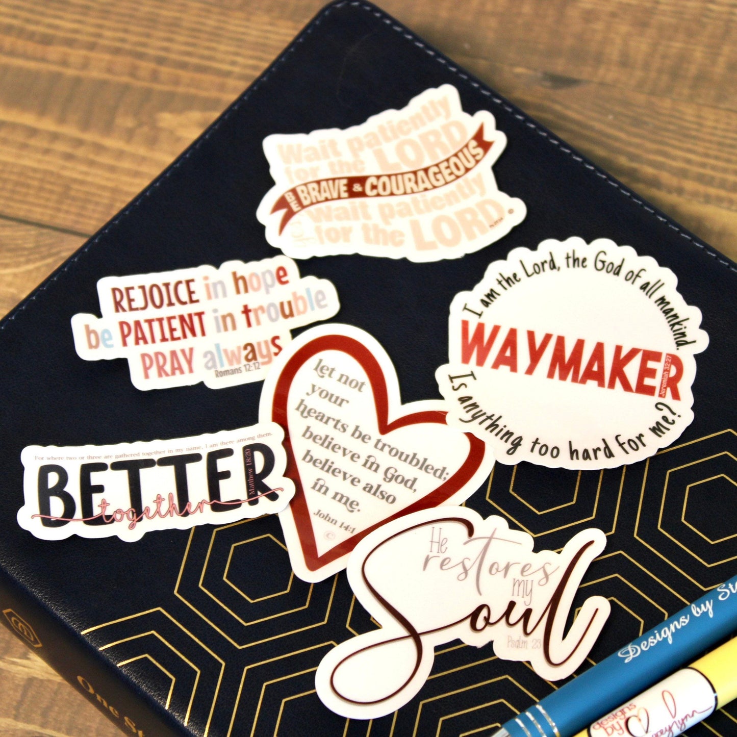 Christian Sticker Pack, Six Faith Stickers, Religious Decals, Bible Verse Stickers, Waterproof Sticker Bundle, Pack 2281