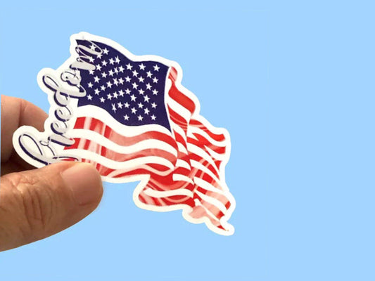 American Flag, Freedom Sticker Waterproof Sticker - Use for Laptops, Water Bottles, Candle Jars and other smooth surfaceschoice of size