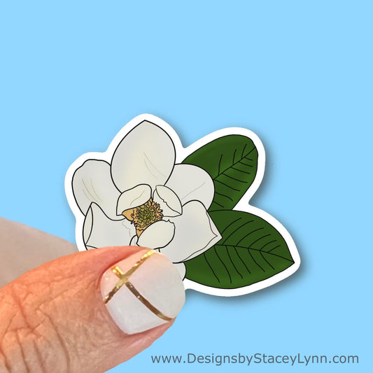 Magnolia bloom Sticker, Waterproof Vinyl Decal, Laptop Sticker, Water Bottle Sticker, Aesthetic Stickers, choice of size