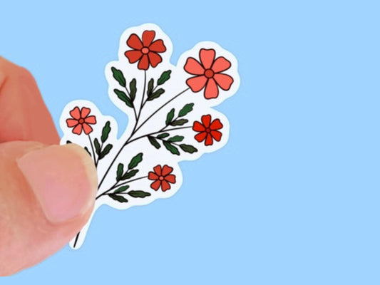 Wildflower stem Sticker, Waterproof Vinyl Decal, Laptop Sticker, Water Bottle Sticker, Aesthetic Stickers, choice of size