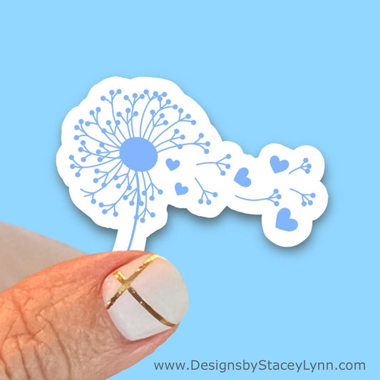 Dandelion Sticker, Light Blue Waterproof Vinyl Decal, Laptop Sticker, Water Bottle Sticker, Aesthetic Stickers, choice of size