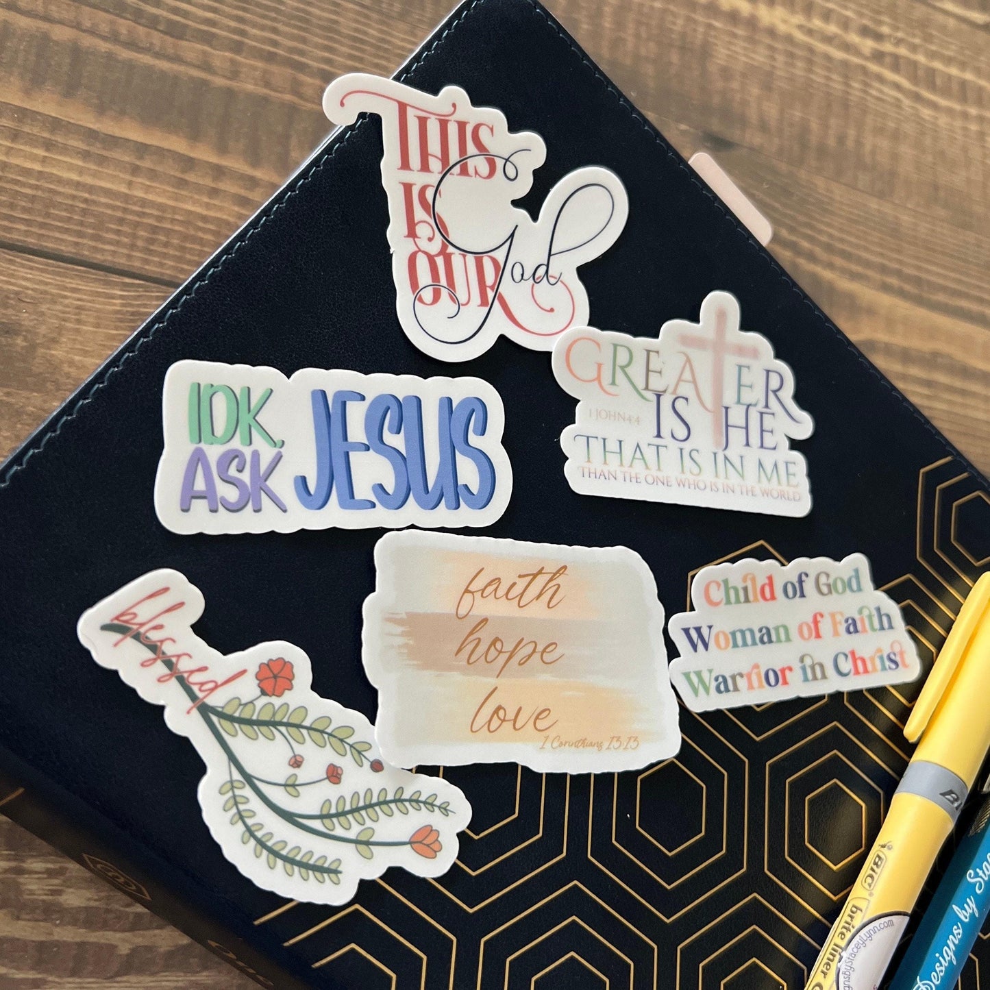 Christian Sticker Pack, Six Faith Stickers, Planner Stickers, Bible Verse Stickers, Waterproof stickers, Bible Journaling, Pack 2301