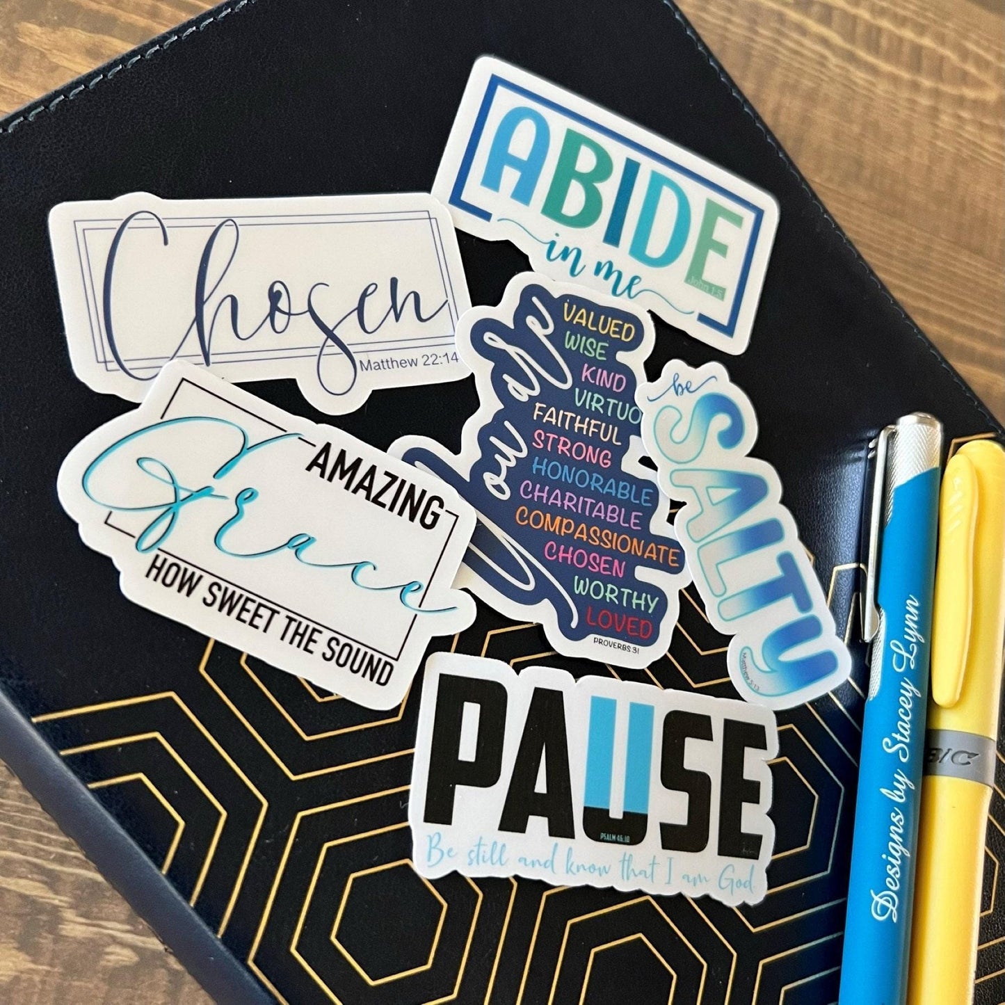 Christian Sticker Pack, Six Faith Stickers, Religious Decals, Bible Verse Stickers, Waterproof Sticker Bundle, Pack 2256