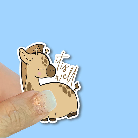 It is well kawaii giraffe sticker - Christian Faith UV/ Waterproof Vinyl Sticker/ Decal- Choice of Size, Single or Bulk qty
