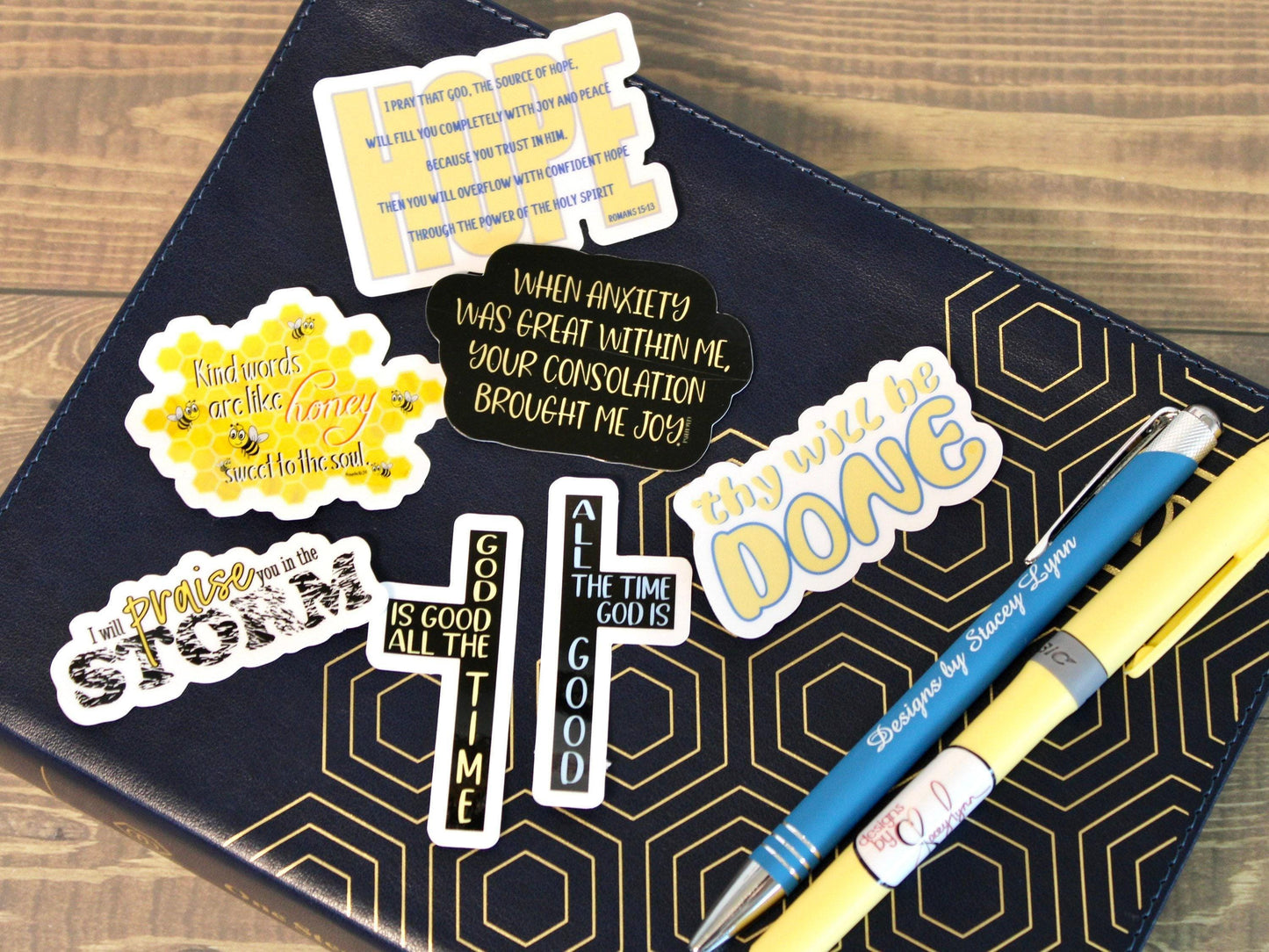 Christian Sticker Pack, Six Faith Stickers, Religious Decals, Bible Verse Stickers, Waterproof Sticker Bundle, Pack 2284