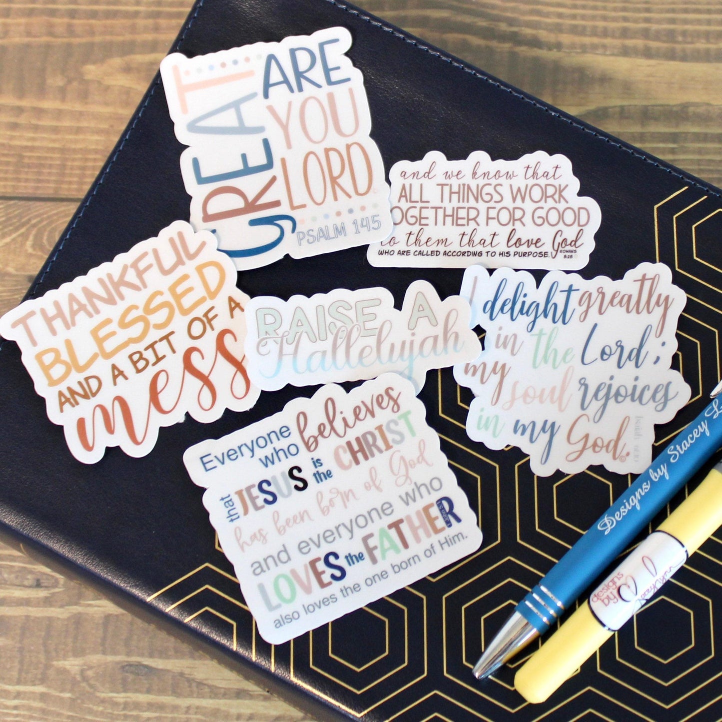 Christian Sticker Pack, Six Faith Stickers, Religious Decals, Bible Verse Stickers, Waterproof Sticker Bundle, Pack 2283