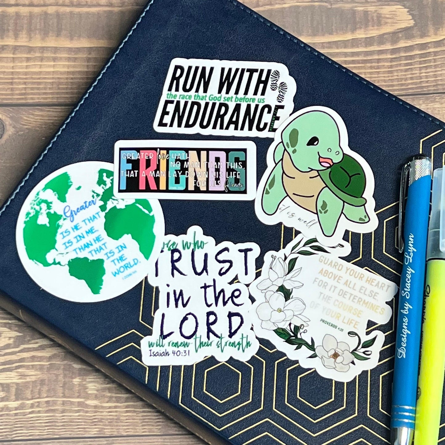 Christian Sticker Pack, Six Faith Stickers, Religious Decals, Bible Verse Stickers, Waterproof Sticker Bundle, Pack 2269