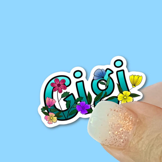 Gigi Wildflower Sticker, Waterproof Vinyl Decal, Laptop Sticker, Water Bottle Sticker, Aesthetic Stickers, choice of size