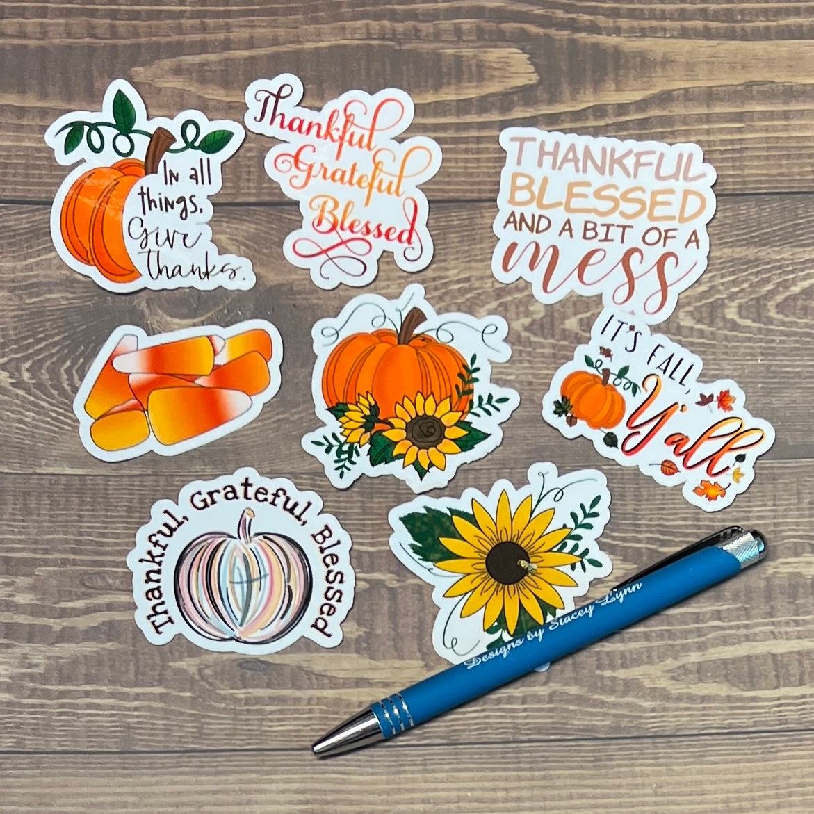 Fall Sticker Pack, 8 stickers, choice of size, Waterproof & UV Resistant