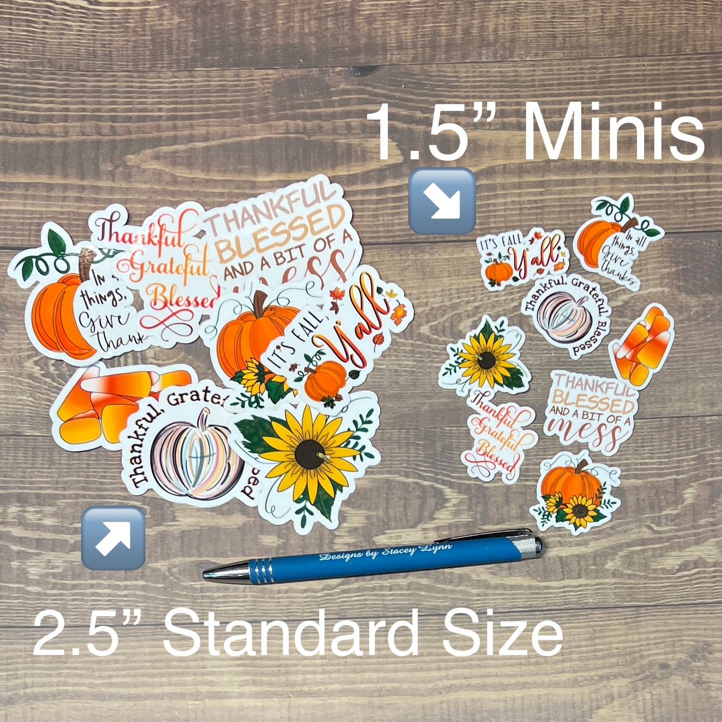 Fall Sticker Pack, 8 stickers, choice of size, Waterproof & UV Resistant