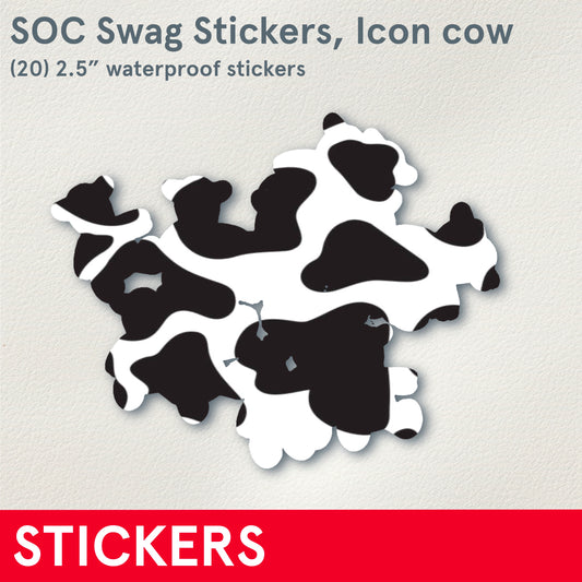 STICKERS - Assorted Cows, pack of 24, 2.5” waterproof