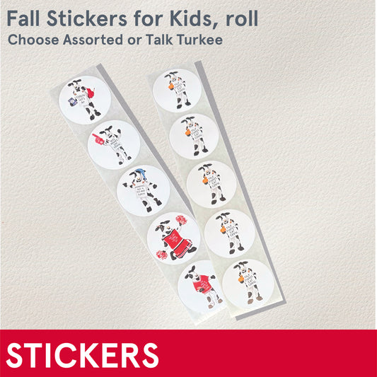 STICKERS (Budget, Bulk) 2.5" Stickers for Kids - FALL COWS