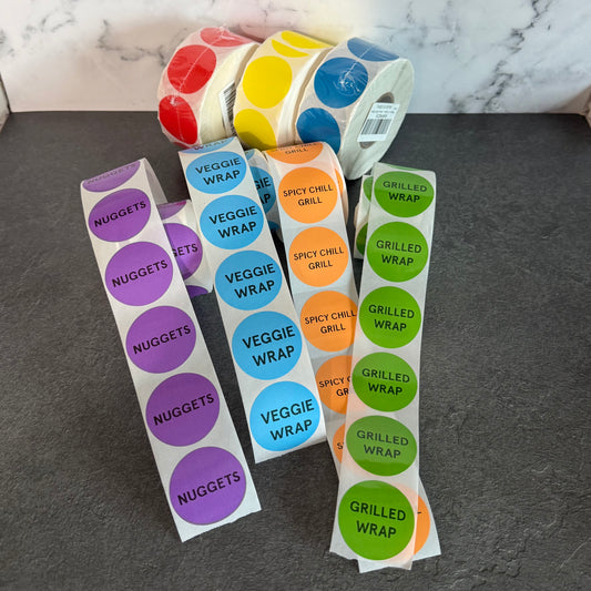 NEW!! Box Meal Labels, 1.5” stickers, 500 per roll