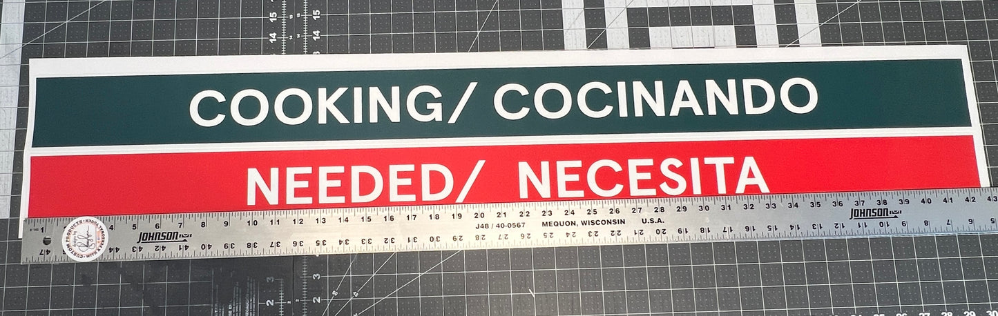 *STICKERS (Functional) Cooking or Needed, 43x3.5"