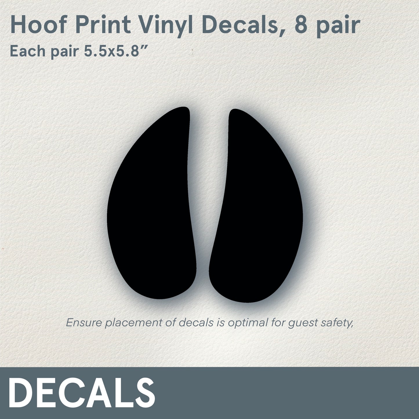 Black Vinyl Hoof Prints, 8 pair (decals)
