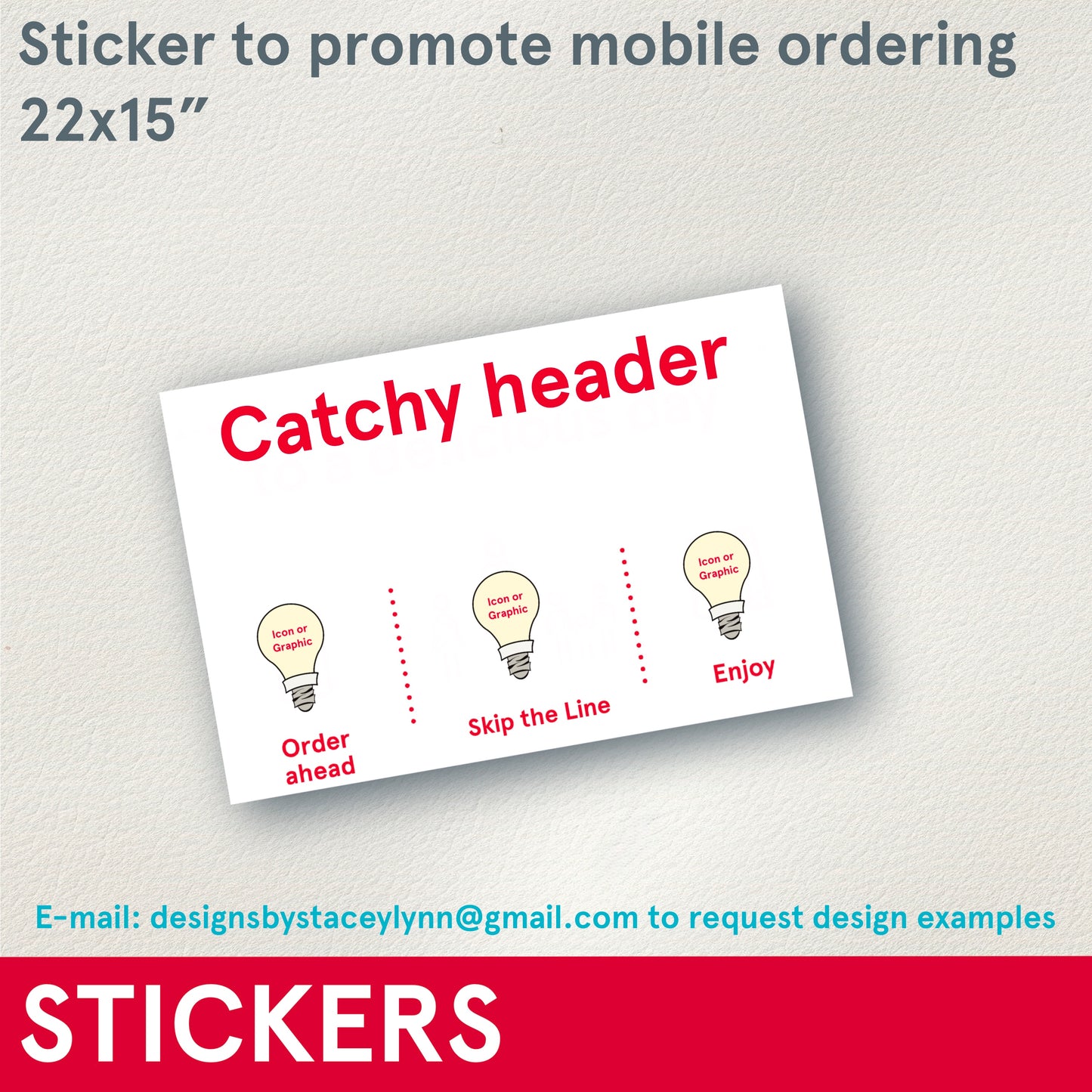 STICKERS (Functional) Mobile Order your way,  22x15 laminated sticker