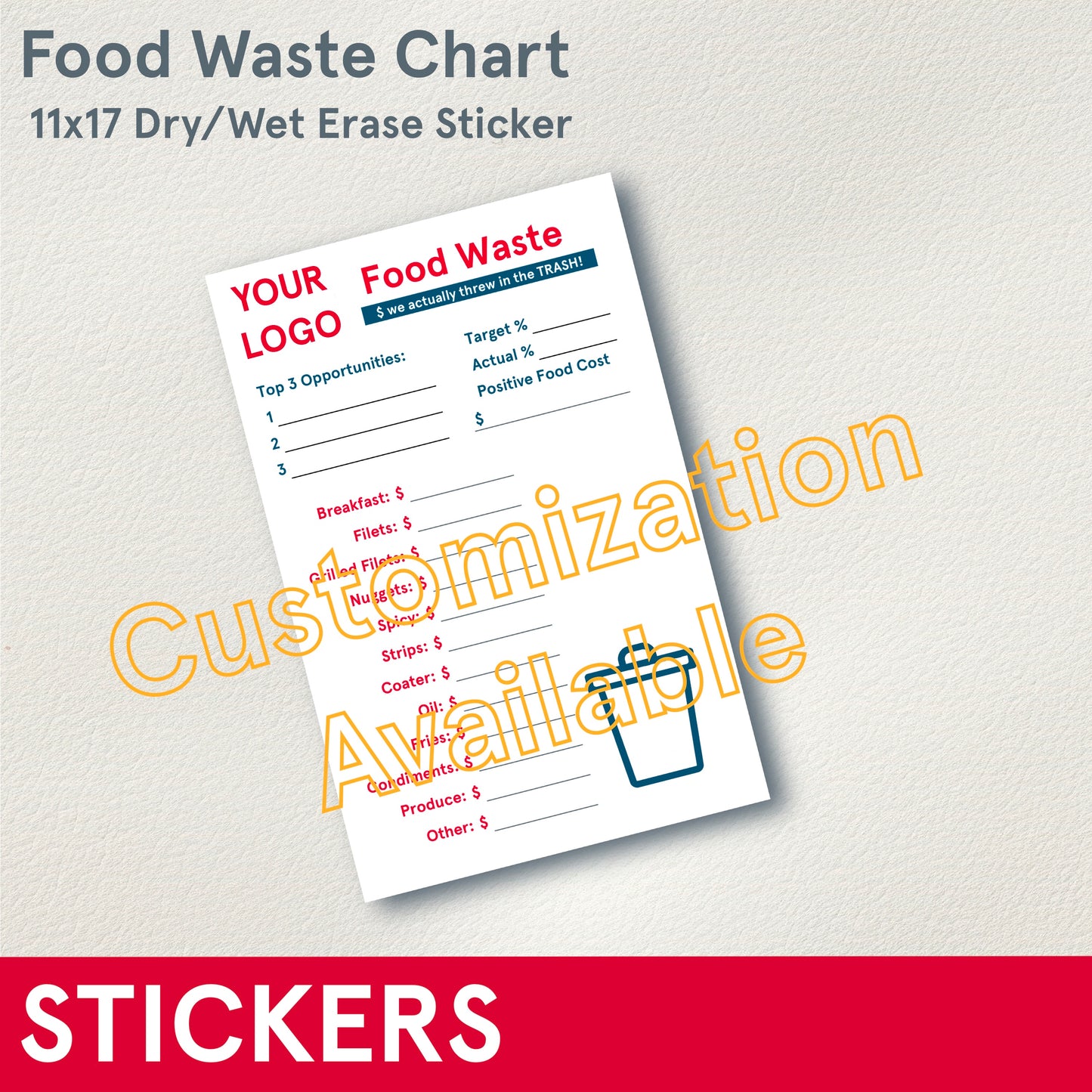 STICKERS (Functional) Food Waste, 11x17"
