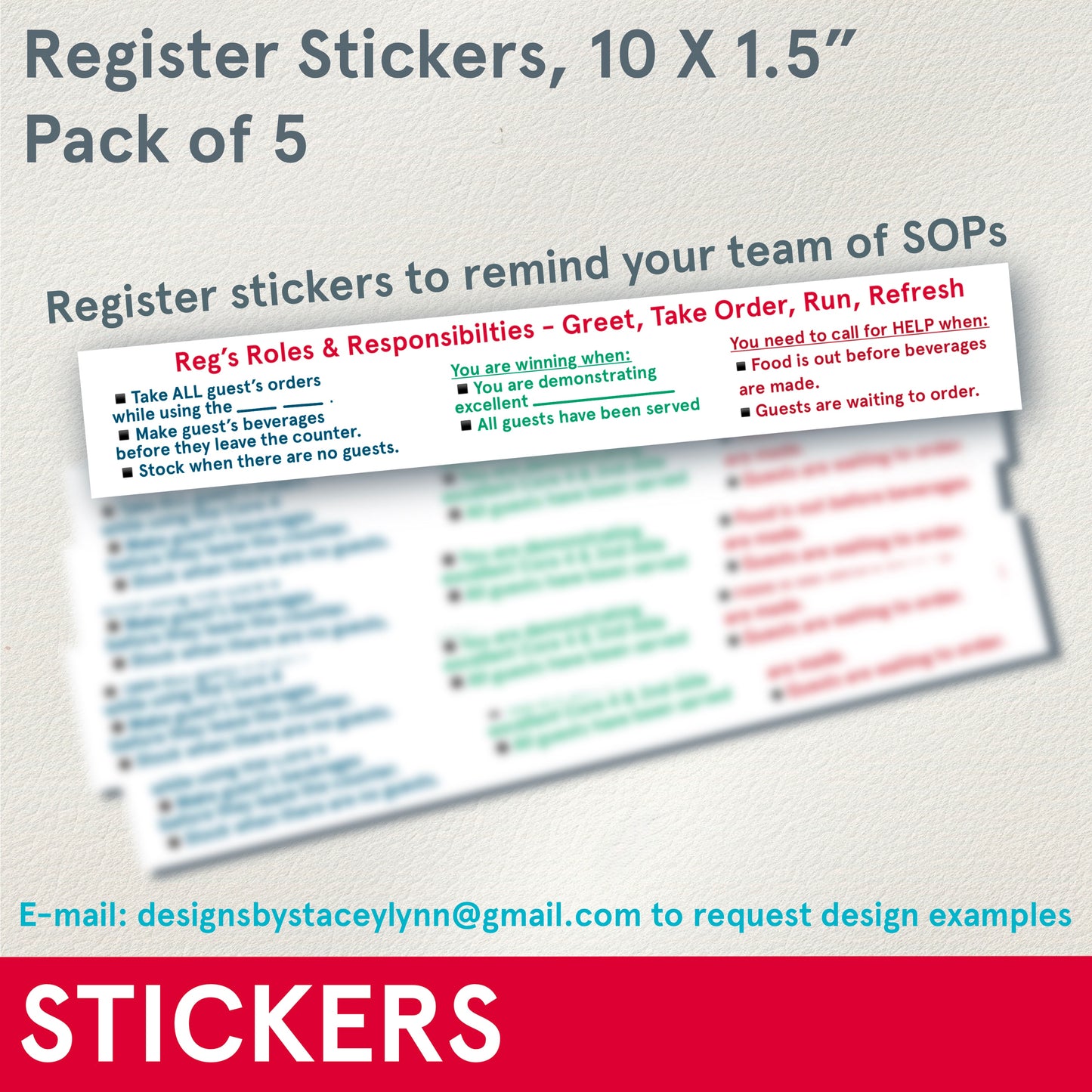 STICKERS (Functional) Register Stickers, 10x1.5 inches, Pack of 5