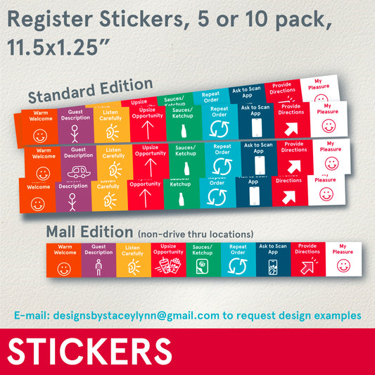 STICKERS or SIGNS (Functional) Training Register Stickers or iPad Cards, Packs of 5 or 10