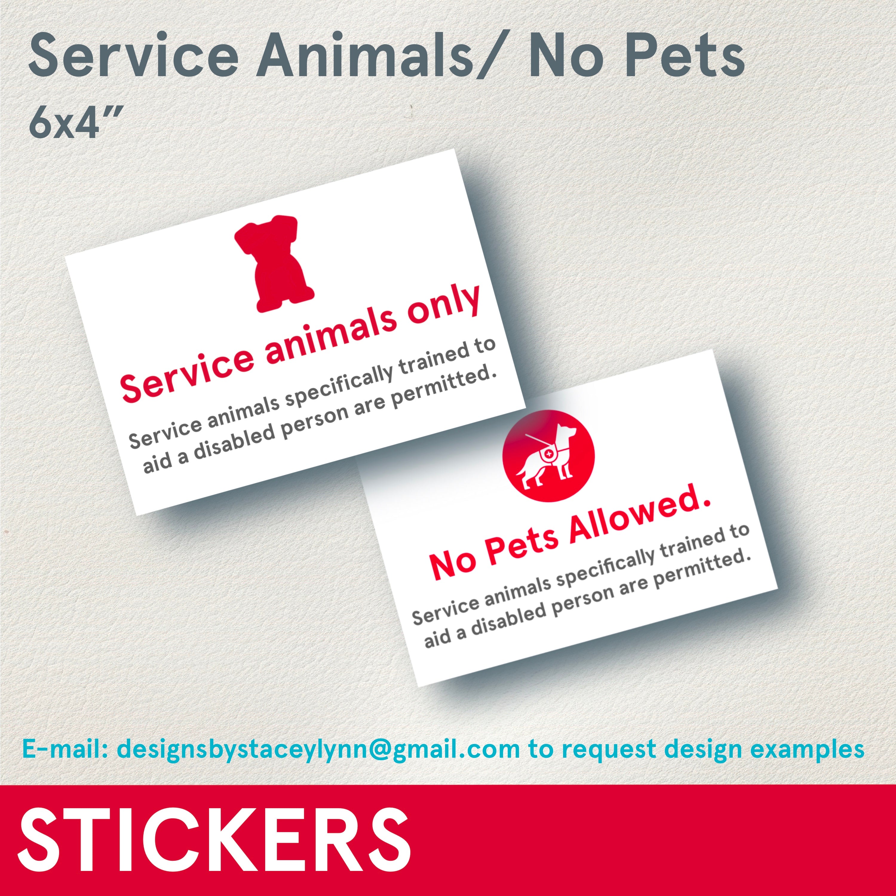 STICKERS (Functional) Service Animals Only – Designs by Stacey Lynn