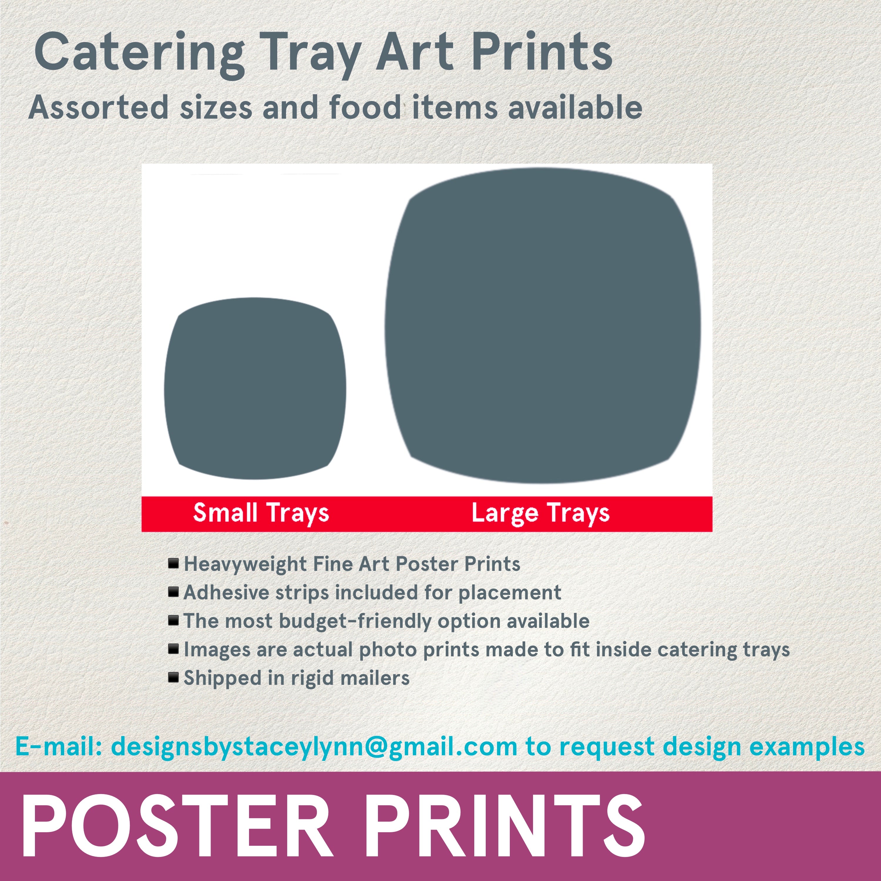 Custom Tray Insert Catering Tray Inserts - Heavyweight Fine Art Paper – Designs by Stacey Lynn