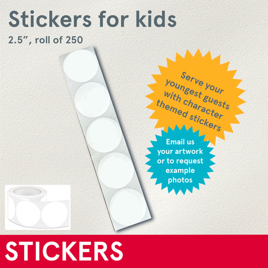 STICKERS (Budget, Bulk) 2.5" Stickers for Kids - roll of 250