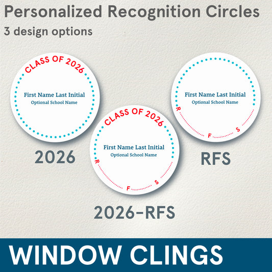 CLINGS (Graduation) Simple Personalized Recognition Circles, Reusable Window Clings