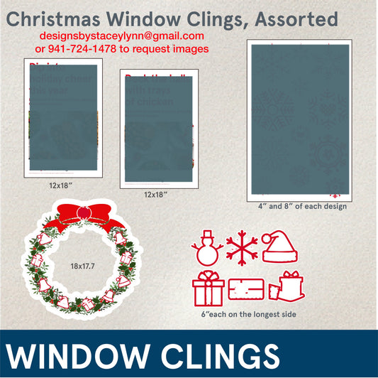 Christmas Window Clings, assorted